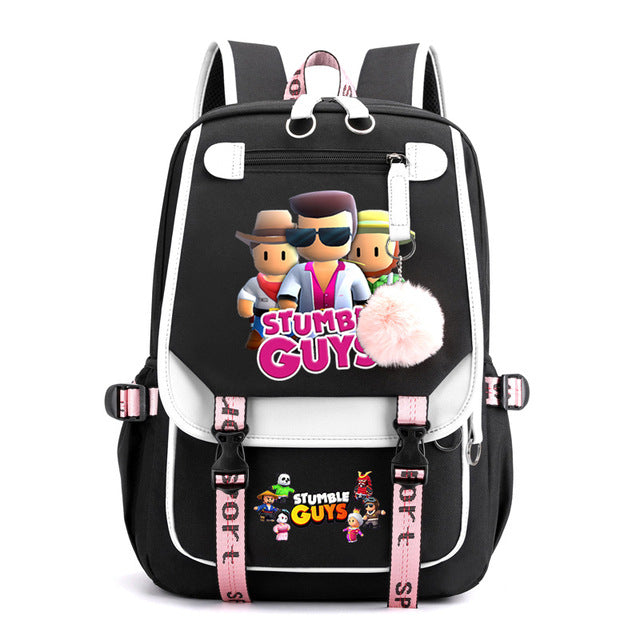 Stumble Guys Waterproof Backpack School Notebook Travel Bags USB Charging