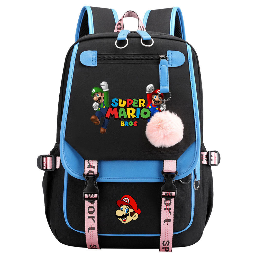 Super Mario Waterproof Backpack School Notebook Travel Bags USB Charging