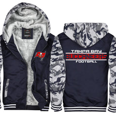 Tampa Bay Football Team Buccaneers Unisex Lined Hoodie Fleece Sweatshirt Full Zipper Hooded Thicken Jacket