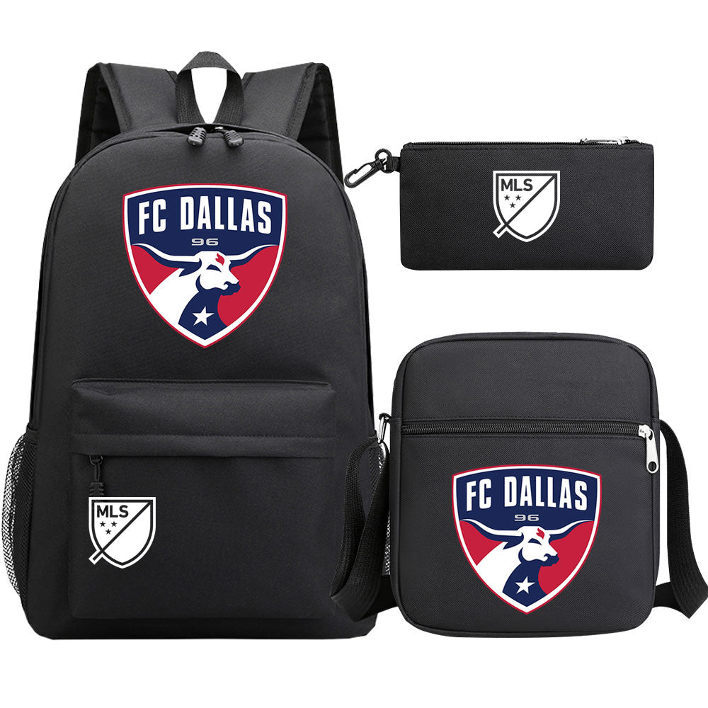 Dallas Soccer Printed Schoolbag Backpack Shoulder Bag Pencil Bag 3pcs set for Kids Students