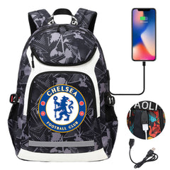 Chelsea Football Club USB Charging Backpack School Notebook Travel Bags