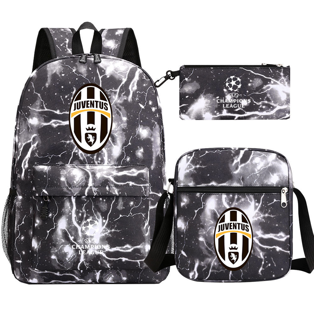 Juventus Football Club Schoolbag Backpack Shoulder Bag Pencil Bag 3pcs set for Kids Students
