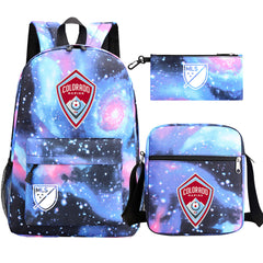 Colorado Soccer Rapids Printed Schoolbag Backpack Shoulder Bag Pencil Bag 3pcs set for Kids Students