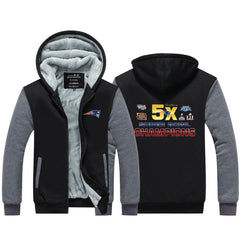 New England  Football Patriots Unisex Lined Hoodie Fleece Sweatshirt Full Zipper Hooded Thicken Jacket