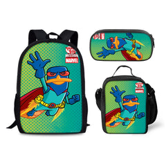 Phineas and Ferb Backpack Schoolbag Lunch Bag Pencil Bag for Kids Students 3PCS