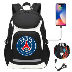 Paris Saint Germain Football Club USB Charging Backpack School Notebook Travel Bags