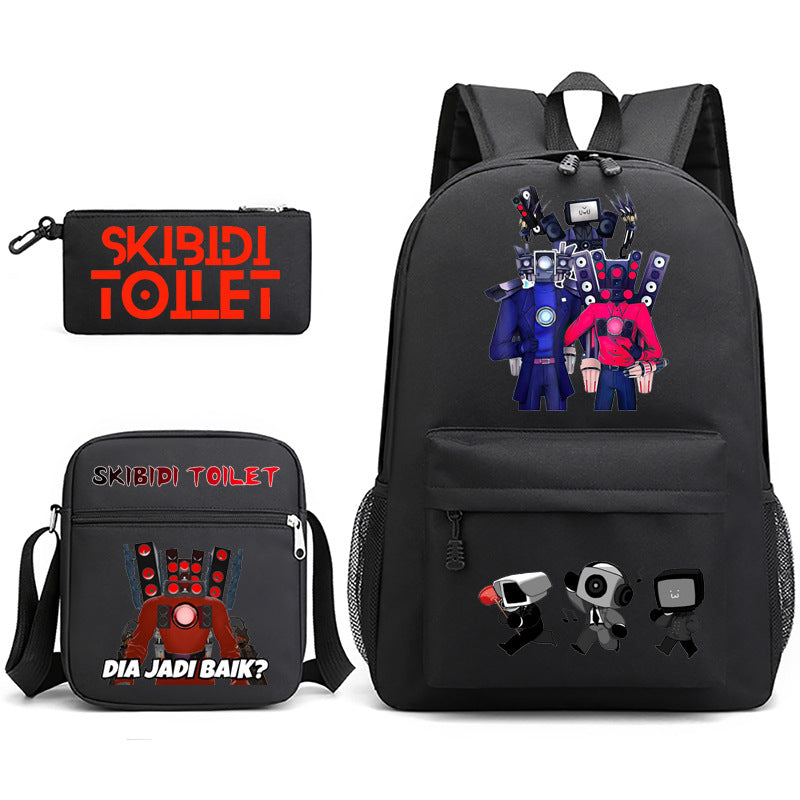 Game Skibidi Toilet Schoolbag Backpack Shoulder Bag Pencil Bag Set Gift for Kids Students