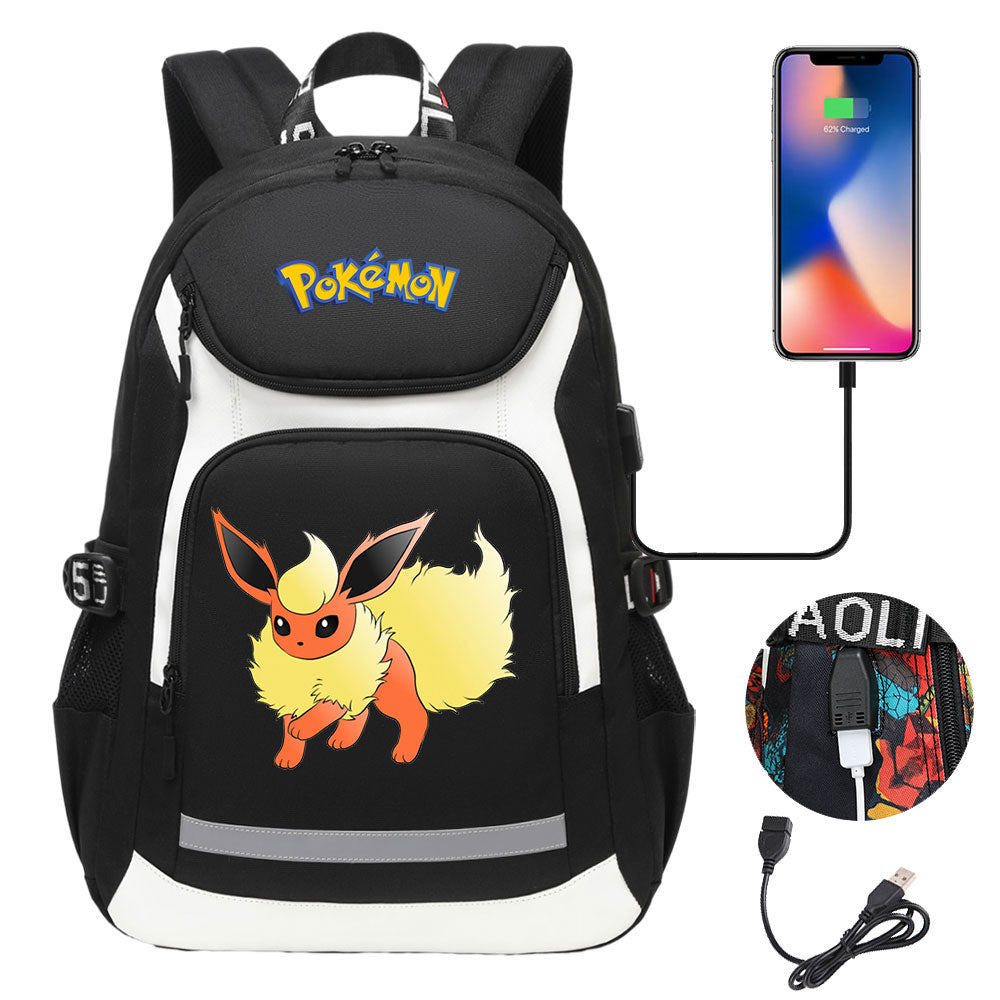 Pikachu USB Charging Backpack School Notebook Travel Bags