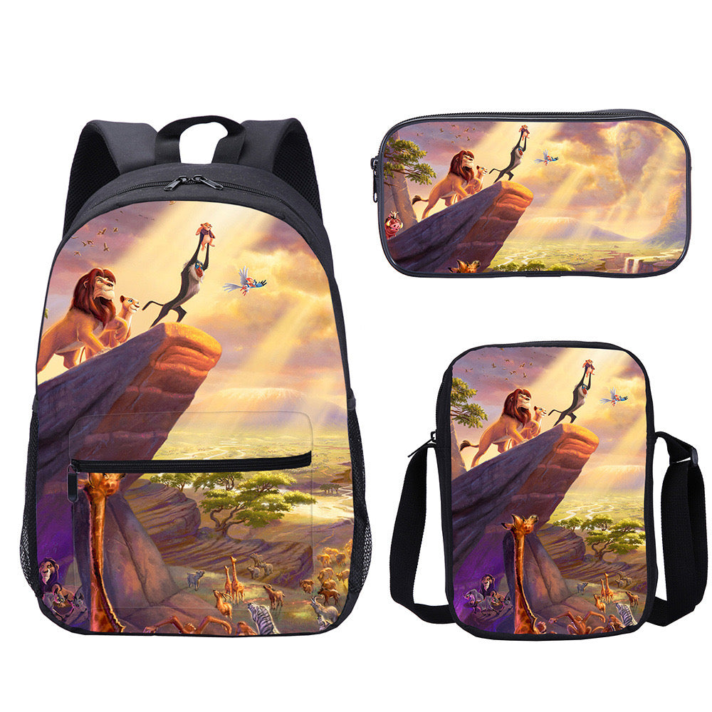 The Lion King Backpack Schoolbag Lunch Bag Pencil Bag for Kids Students 3PCS