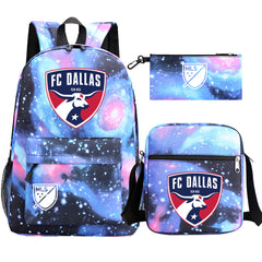 Dallas Soccer Printed Schoolbag Backpack Shoulder Bag Pencil Bag 3pcs set for Kids Students