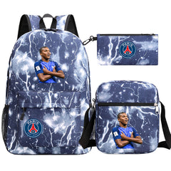 Football Paris Mbappe Schoolbag Backpack Shoulder Bag Pencil Bag Set Gift for Kids Students