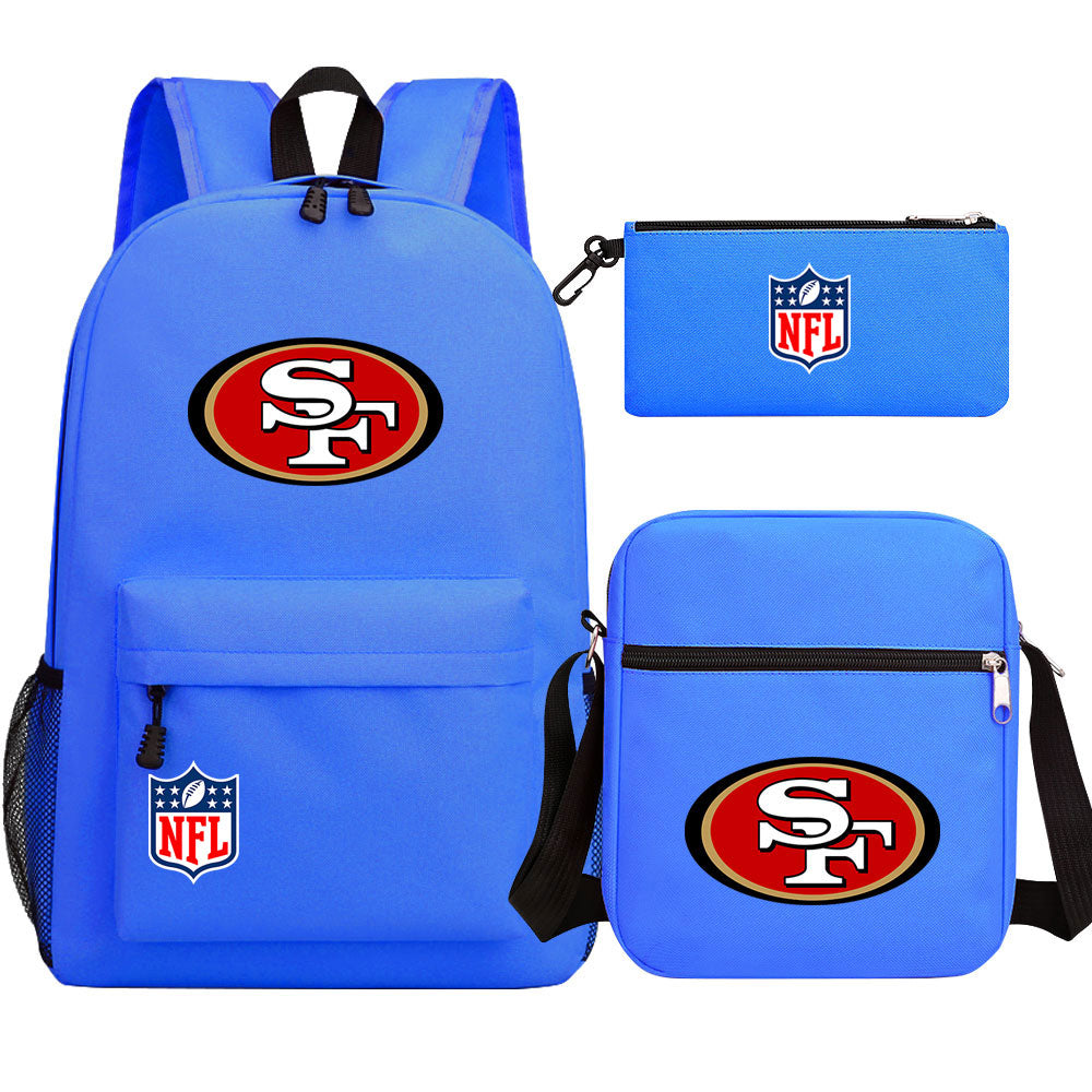 San Francisco 49ers Football Team Printed Schoolbag Backpack Shoulder Bag Pencil Bag 3pcs set for Kids Students