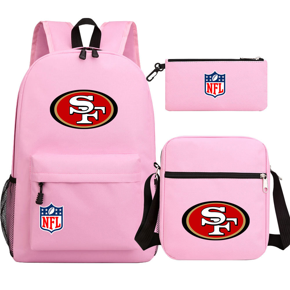 San Francisco 49ers Football Team Printed Schoolbag Backpack Shoulder Bag Pencil Bag 3pcs set for Kids Students