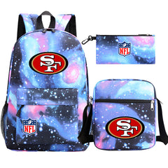 San Francisco 49ers Football Team Printed Schoolbag Backpack Shoulder Bag Pencil Bag 3pcs set for Kids Students