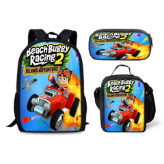 Beach Buggy Racing  Backpack Schoolbag Lunch Bag Pencil Bag for Kids Students 3PCS