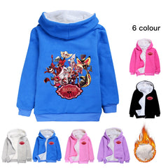 Hazbin Hotel Superstar Sherpa Lined Hoodie Fleece Sweatshirt Full Zip Hooded Jacket for Kids