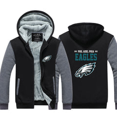 Philadelphia Football Eagles  Unisex Lined Hoodie Fleece Sweatshirt Full Zipper Hooded Thicken Jacket
