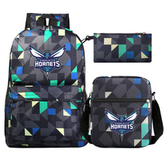 Charlotte Hornets Schoolbag Backpack Shoulder Bag Pencil Bag 3pcs set for Kids Students