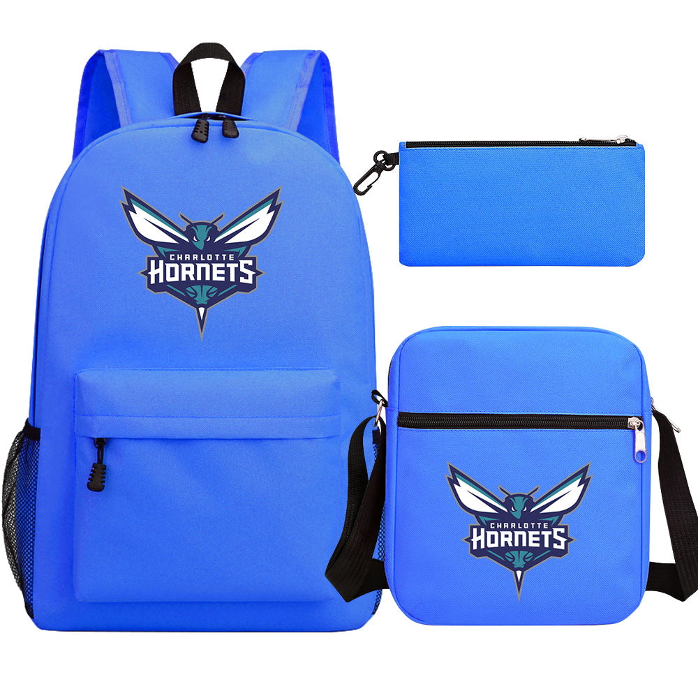 Charlotte Hornets Schoolbag Backpack Shoulder Bag Pencil Bag 3pcs set for Kids Students