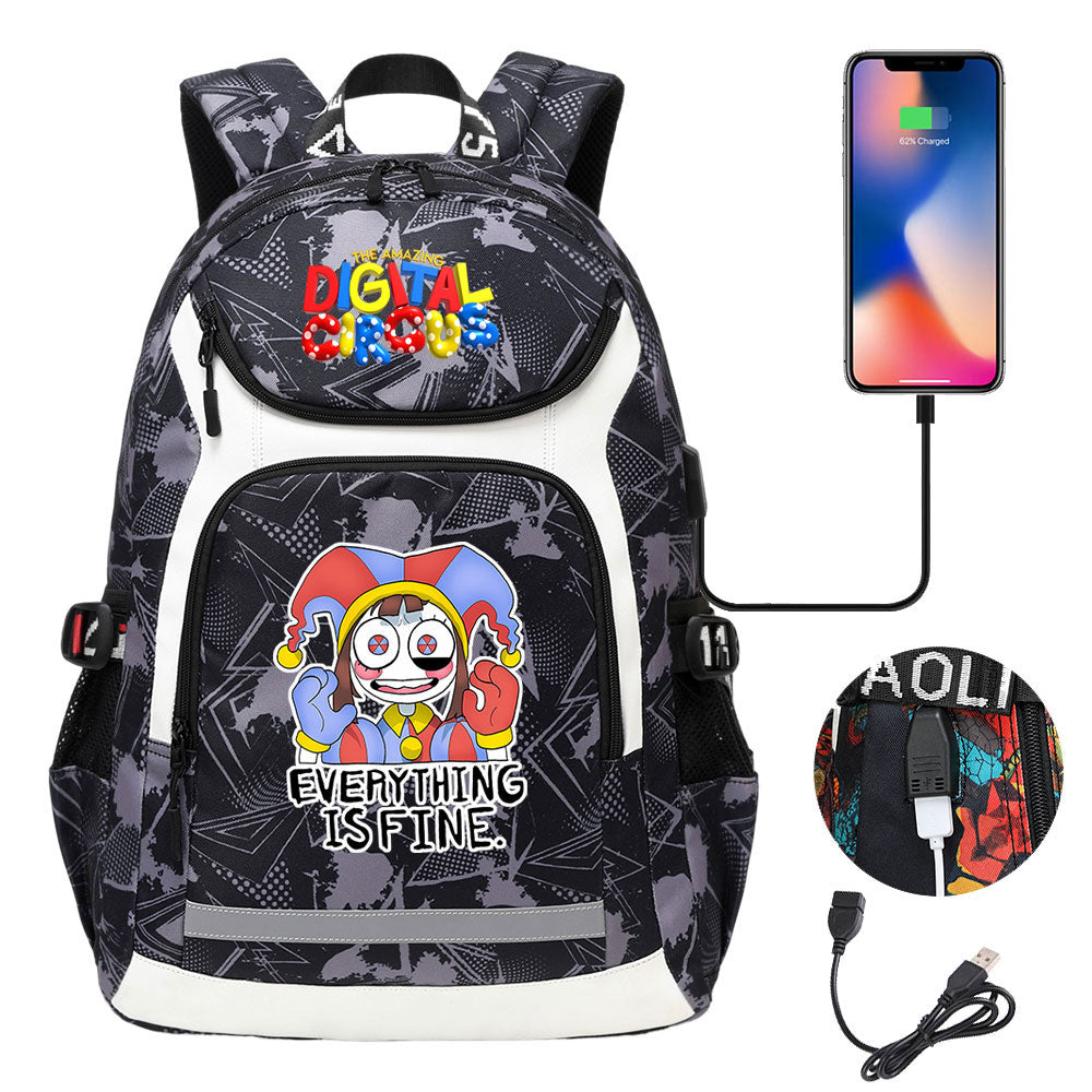 The Amazing Digital Circus USB Charging Backpack School Notebook Travel Bags