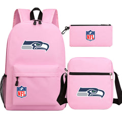 Seattle Seahawks Football Team Printed Schoolbag Backpack Shoulder Bag Pencil Bag 3pcs set for Kids Students