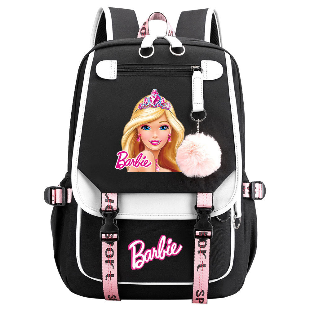 Pink Barbie  Waterproof Backpack School Notebook Travel Bags USB Charging