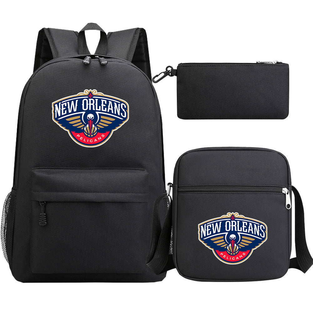 New Orleans Pelicans Schoolbag Backpack Shoulder Bag Pencil Bag 3pcs set for Kids Students