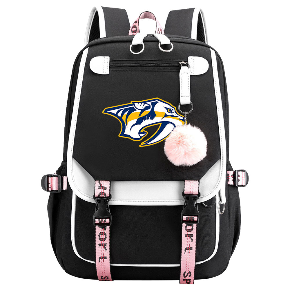 Nashville Predators Hockey League Waterproof Backpack School Notebook Travel Bag USB Charging