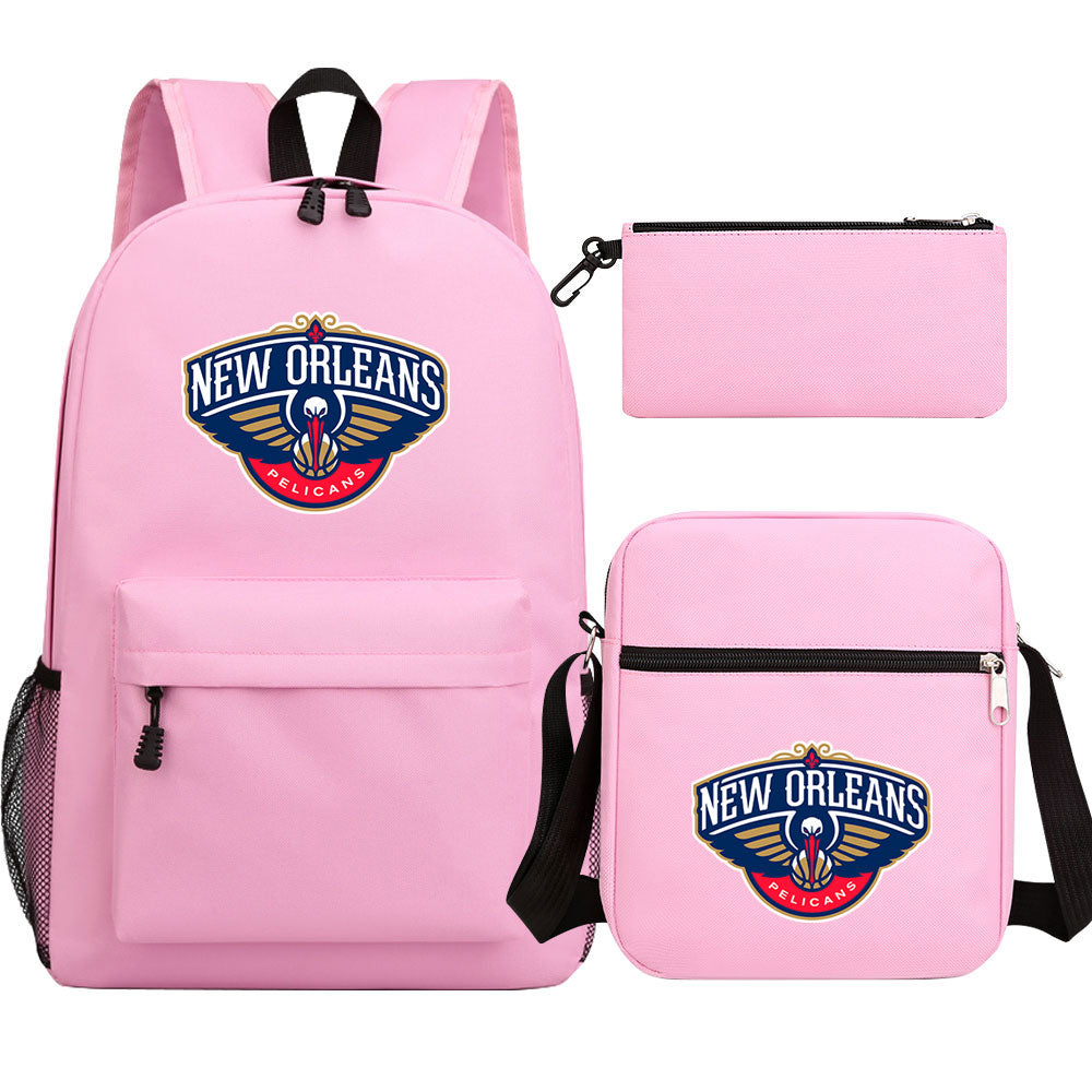 New Orleans Pelicans Schoolbag Backpack Shoulder Bag Pencil Bag 3pcs set for Kids Students