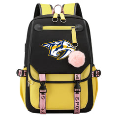 Nashville Predators Hockey League Waterproof Backpack School Notebook Travel Bag USB Charging