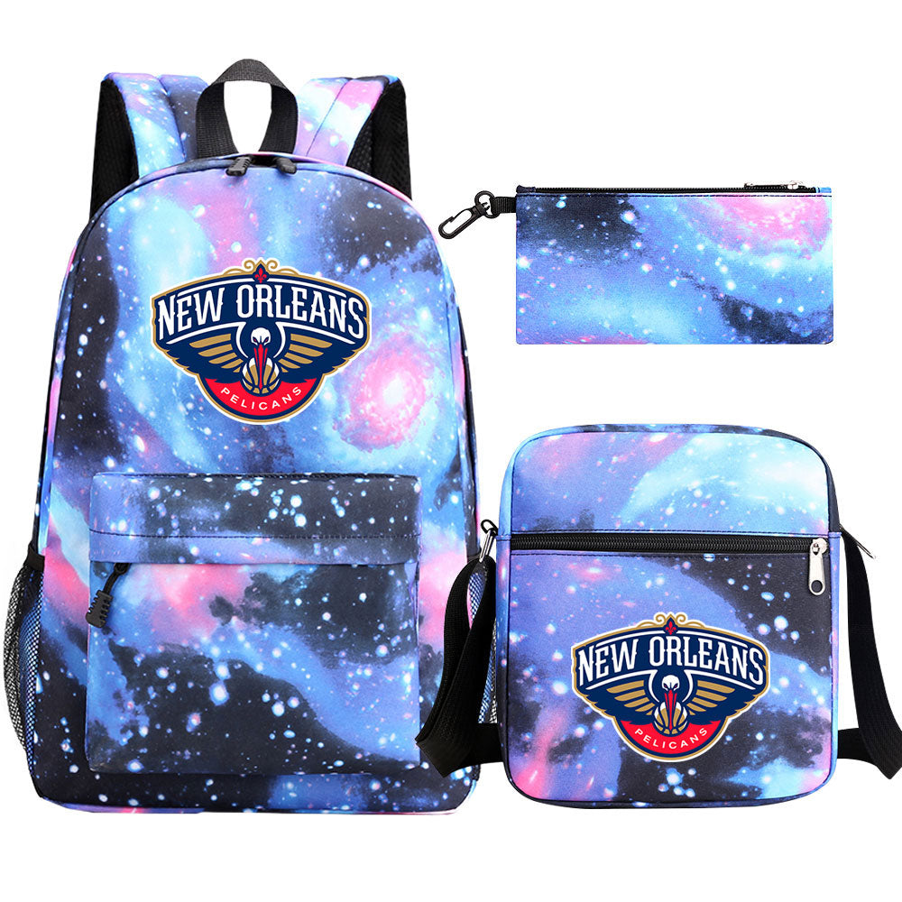 New Orleans Pelicans Schoolbag Backpack Shoulder Bag Pencil Bag 3pcs set for Kids Students