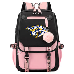Nashville Predators Hockey League Waterproof Backpack School Notebook Travel Bag USB Charging