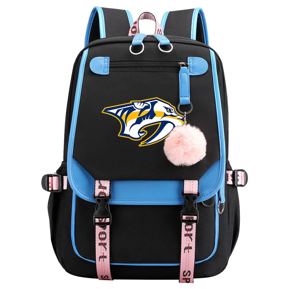 Nashville Predators Hockey League Waterproof Backpack School Notebook Travel Bag USB Charging