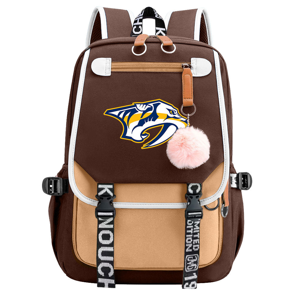 Nashville Predators Hockey League Waterproof Backpack School Notebook Travel Bag USB Charging