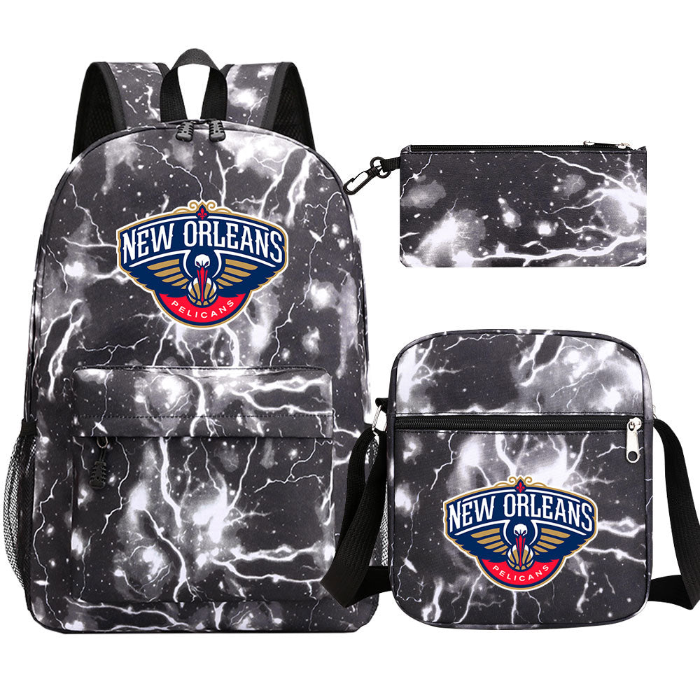 New Orleans Pelicans Schoolbag Backpack Shoulder Bag Pencil Bag 3pcs set for Kids Students