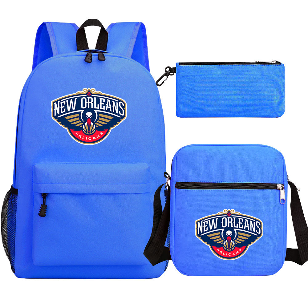 New Orleans Pelicans Schoolbag Backpack Shoulder Bag Pencil Bag 3pcs set for Kids Students
