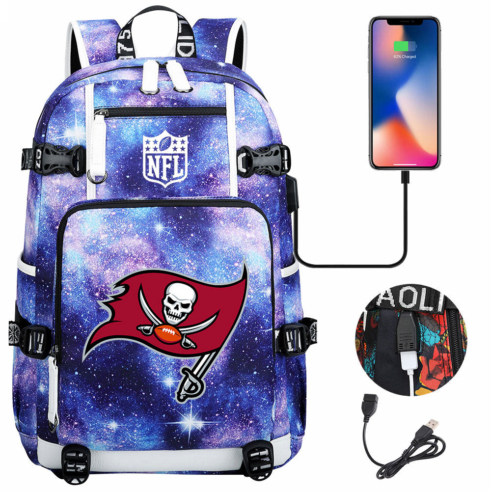 Tampa Bay Buccaneers Football Team USB Charging Backpack School Notebook Travel Bags