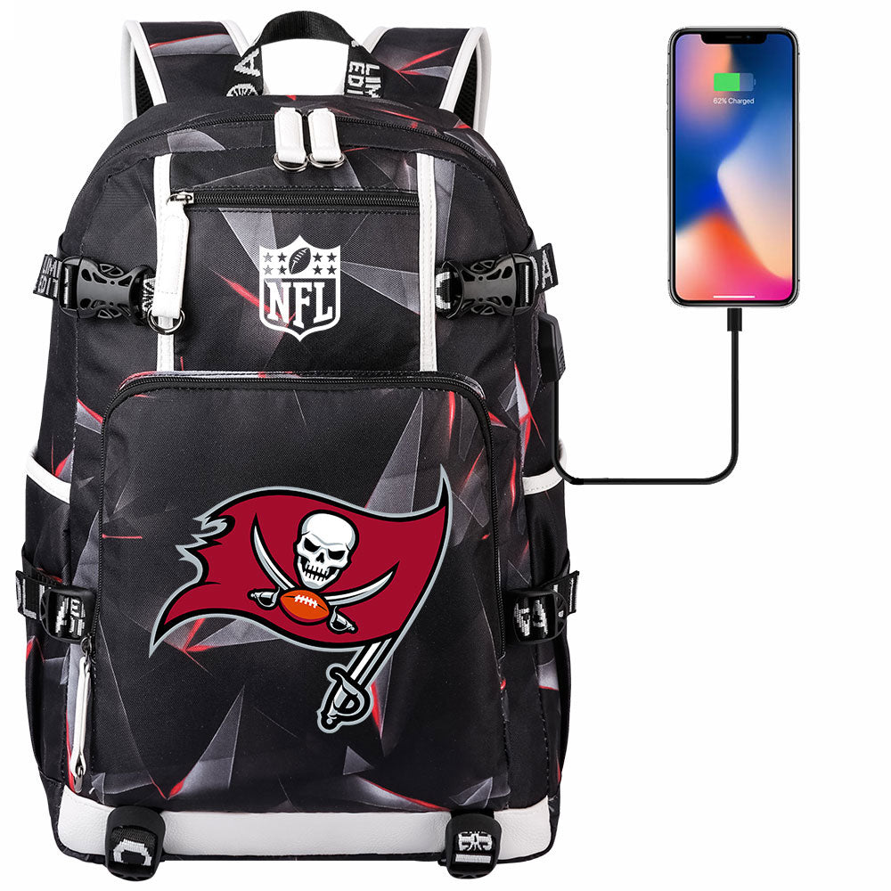 Tampa Bay Buccaneers Football Team USB Charging Backpack School Notebook Travel Bags