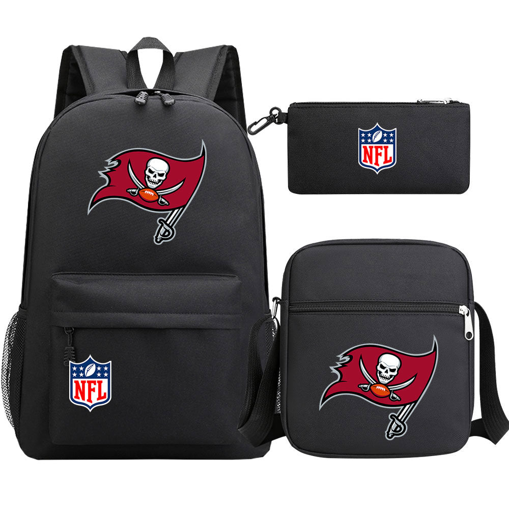 Tampa Bay Buccaneers Football Team  Printed Schoolbag Backpack Shoulder Bag Pencil Bag 3pcs set for Kids Students