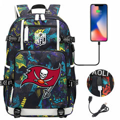 Tampa Bay Buccaneers Football Team USB Charging Backpack School Notebook Travel Bags