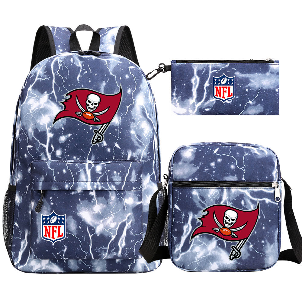 Tampa Bay Buccaneers Football Team  Printed Schoolbag Backpack Shoulder Bag Pencil Bag 3pcs set for Kids Students