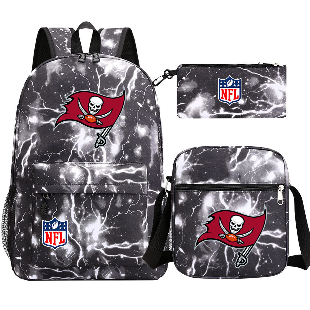 Tampa Bay Buccaneers Football Team  Printed Schoolbag Backpack Shoulder Bag Pencil Bag 3pcs set for Kids Students