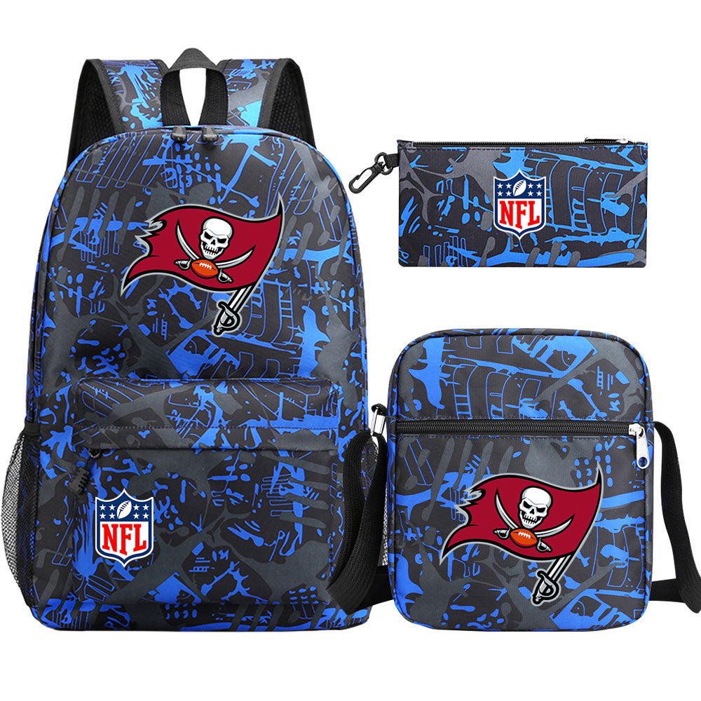 Tampa Bay Buccaneers Football Team  Printed Schoolbag Backpack Shoulder Bag Pencil Bag 3pcs set for Kids Students