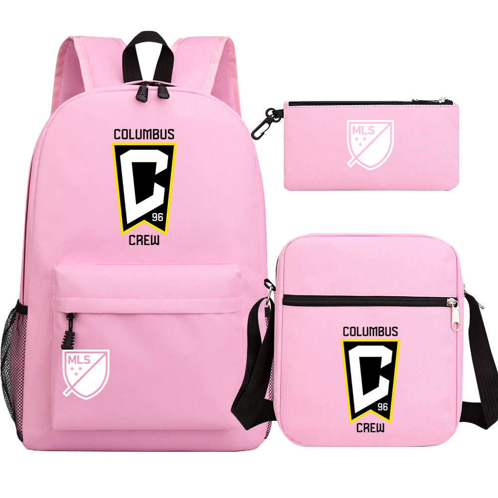 Columbus Soccer Crew 3D Printed Schoolbag Backpack Shoulder Bag Pencil Bag 3pcs set for Kids Students