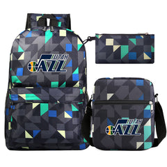 Utah Jazz Schoolbag Backpack Shoulder Bag Pencil Bag 3pcs set for Kids Students
