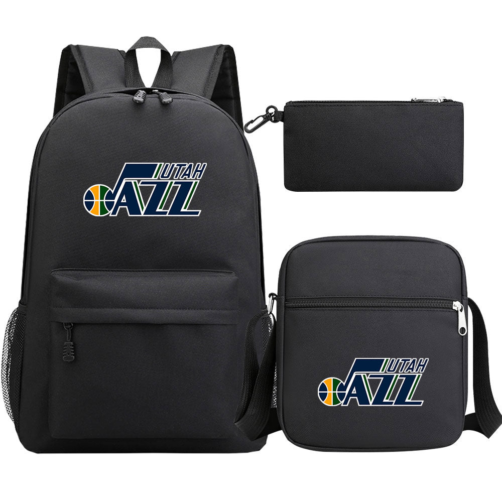 Utah Jazz Schoolbag Backpack Shoulder Bag Pencil Bag 3pcs set for Kids Students