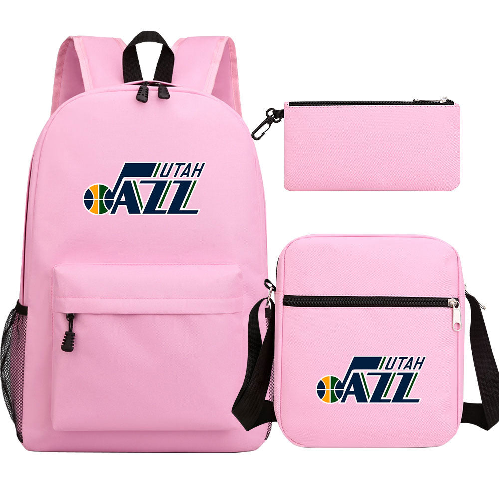 Utah Jazz Schoolbag Backpack Shoulder Bag Pencil Bag 3pcs set for Kids Students