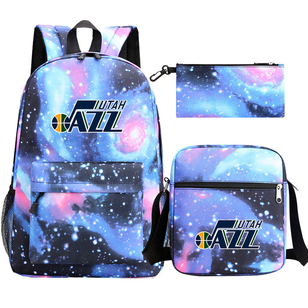 Utah Jazz Schoolbag Backpack Shoulder Bag Pencil Bag 3pcs set for Kids Students