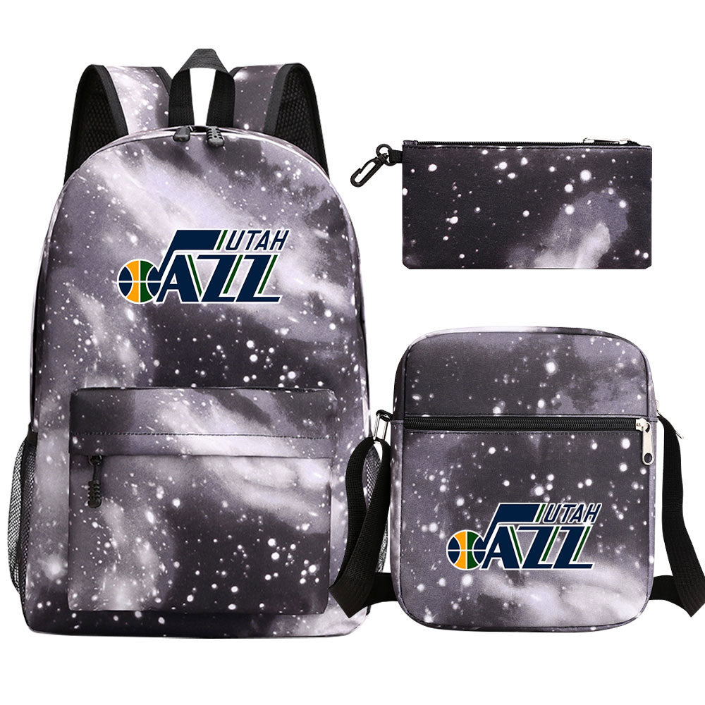 Utah Jazz Schoolbag Backpack Shoulder Bag Pencil Bag 3pcs set for Kids Students