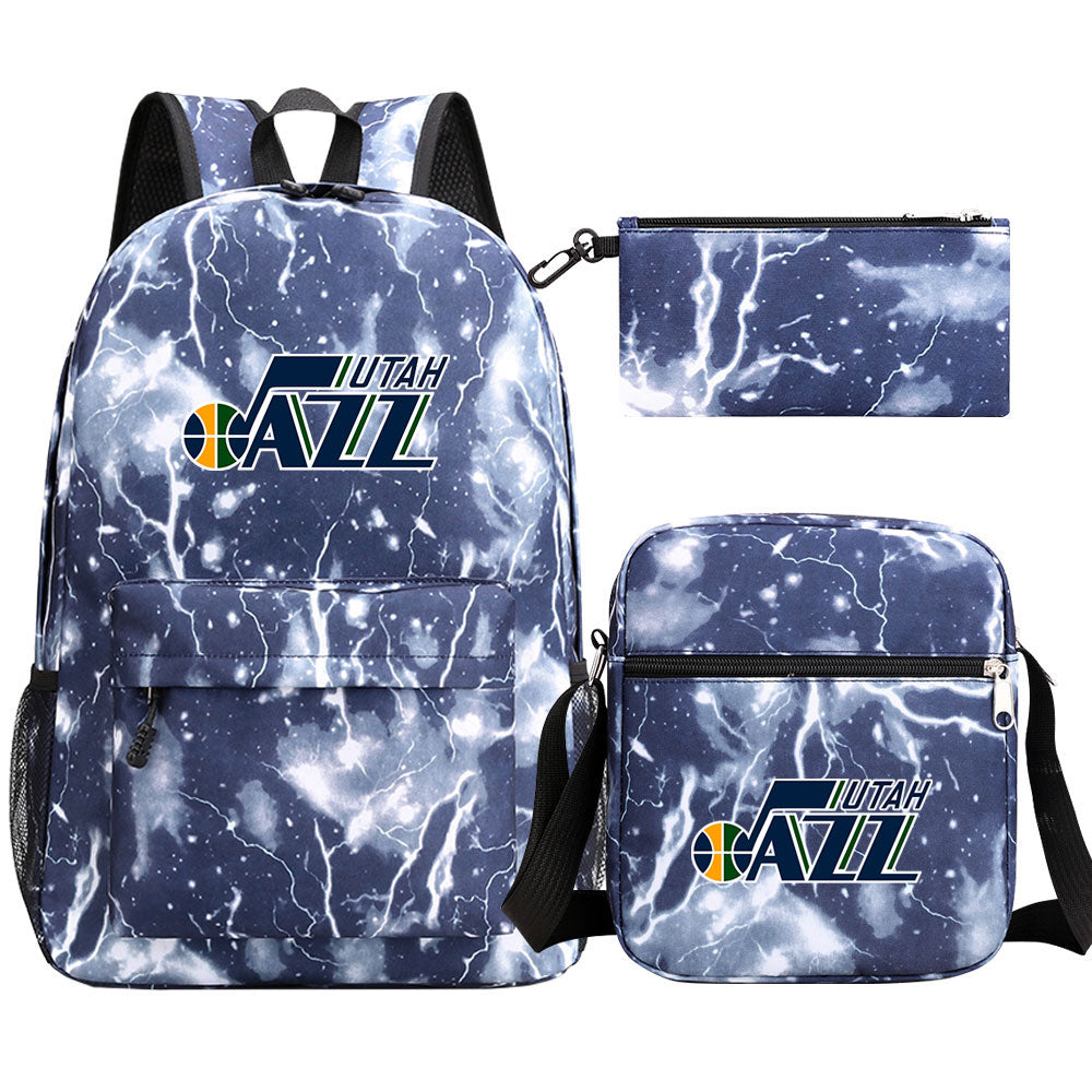 Utah Jazz Schoolbag Backpack Shoulder Bag Pencil Bag 3pcs set for Kids Students